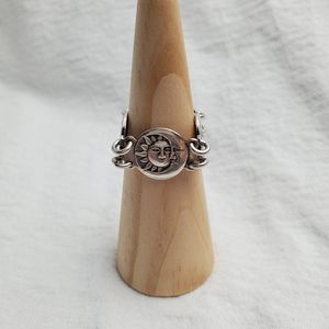 Unique Sun and Moon Celestial Coin Ring Size 9